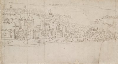 サザークから見たロンドンのパノラマ。ザ・タワー 1554年 作： Anthonis van den Wyngaerde