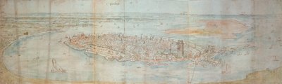 西側の高台から見たドルトレヒトの全景 作： Anthonis van den Wyngaerde