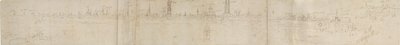 ブルージュの南西からの眺めの予備スケッチ、1558 年。 作： Anthonis van den Wyngaerde