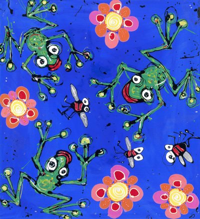 カエルの壁紙、2008（キャンバス上のエナメルアクリルジッパー） 作： Anthony Breslin