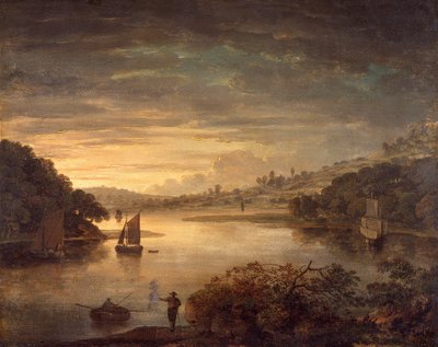 「グラモーガンシャーのニース川の眺め」、1740-1760 作： Anthony Devis