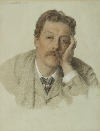 チャールズオーガスタスハウエル、1882年（淡い青の紙に色のチョーク） 作： Anthony Frederick Augustus Sandys