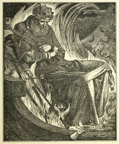 ウォルウルフ王の死、パブ。1915年 （彫刻 作： Anthony Frederick Augustus Sandys