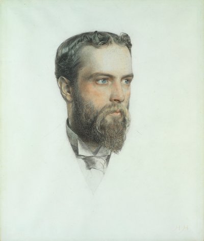 男の頭、1904年（色のチョーク） 作： Anthony Frederick Augustus Sandys