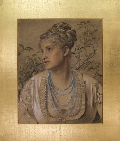 メアリー・サンディ（1845-1920）、c.1871-73（バフ紙に色のついたチョーク） 作： Anthony Frederick Augustus Sandys