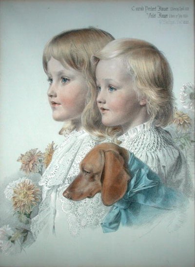 コンラッドとスミレの花の肖像 作： Anthony Frederick Augustus Sandys