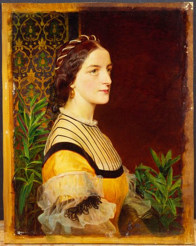 女性の肖像、頭と肩、1860 作： Anthony Frederick Augustus Sandys