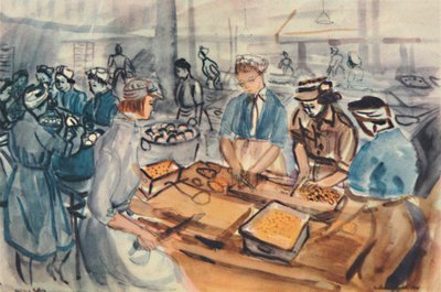 チョッピングとピーリング。 A.T.S. クッキングセンター」、1944年。 作： Anthony Gross