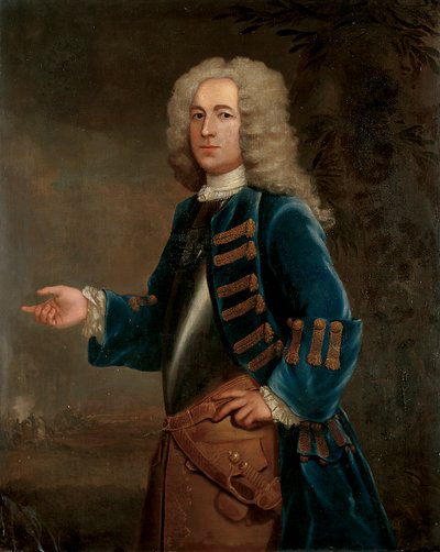 1730年を超えた戦いの風景の中の馬の船長、ヘンリーボイルの肖像 作： Anthony Lee