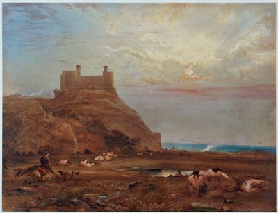 ハーレック城、1820年 作： Anthony Vandyke Copley Fielding
