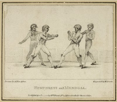 ハンフリーズとメンドーサ、ウィリアム・バーチの彫刻、1792年に出版（リトグラフ 作： Anthony van (after) Assen