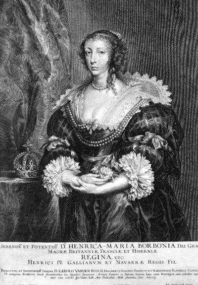 ヘンリエッタ・マリア(1609-69)の肖像 イングランド女王 ピーテル・デ・ヨード(1606-c.1674)1632年(彫刻) 作： Anthony van (after) Dyck