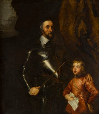 アランデル伯トーマスの肖像と孫の一人（1592-1646）、1620-41年頃（キャンバスに油彩） 作： Anthony van (studio of) Dyck