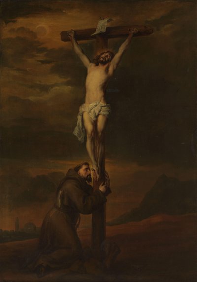 十字架のふもとで嘆く聖フランシスコ 作： Anthony van Dyck (possibly copy after)