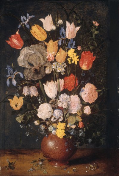 陶器の花瓶の花の花束、c。 1610年。 作： Anthony van Dyck