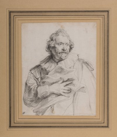 カロルス・デ・マレリー 1632-35年頃 （白紙に黒チョーク 作： Anthony van Dyck