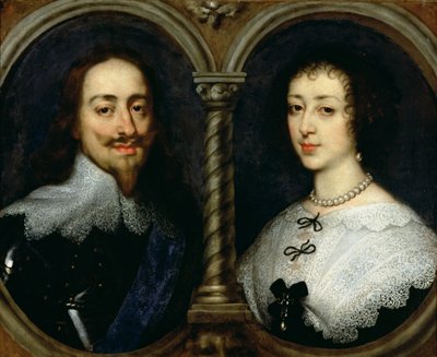 イギリスのチャールズ1世（1600〜49年）とヘンリエッタマリア女王（1609〜69年） 作： Anthony van Dyck