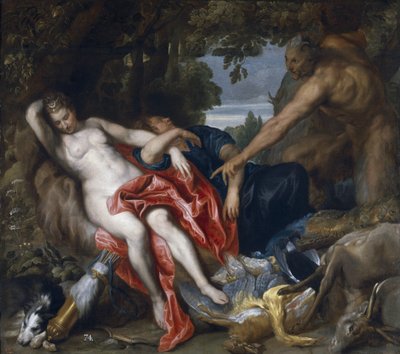 ダイアナと彼女のニンフはサテュロスに驚いた 作： Anthony van Dyck