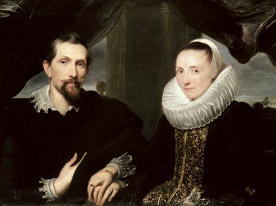 画家Frans Snyders（1579-1657）と彼の妻Margaretha de Vos、1621の二重の肖像 作： Anthony van Dyck