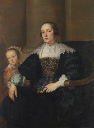 ドイツ語：画家テオドール・ロンバウツの妻アンナ・ファン・ティーレンと娘アンナ・マリアの肖像画 画家テオドール・ロンバウツの妻アンナ・ファン・ティーレンと娘アンナ・マリアの肖像画 作： Anthony van Dyck