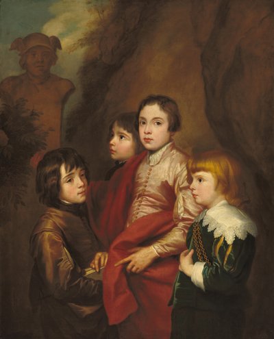 4 人の少年のグループ、おそらく 17 世紀半ば。 作： Anthony van Dyck