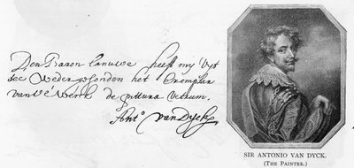ヴァンディックの手書きおよび署名、1636年8月14日 作： Anthony van Dyck