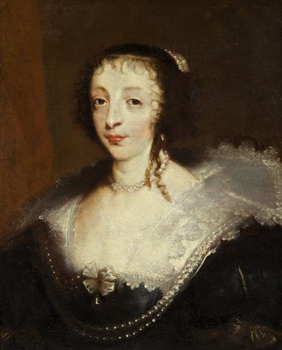 チャールズ1世の王妃ヘンリエッタ・マリア、1630年頃（油彩・キャンバス 作： Anthony van Dyck