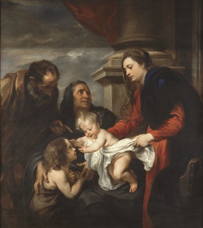 聖エリザベスと聖ヨハネの聖家族c。 1621-25 作： Anthony van Dyck
