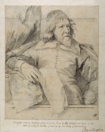 イニゴ・ジョーンズ（紙に黒チョーク 作： Anthony van Dyck