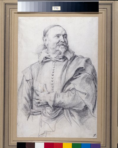 ヤン・スネリンクス（白紙に黒チョーク 作： Anthony van Dyck