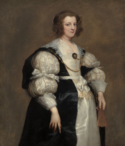 ファンを持つ女性、1628年頃 作： Anthony van Dyck