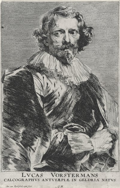 ルーカス・ヴォスターマン、1628-1632（刻まれた紙の上にエッチングで刻印） 作： Anthony van Dyck