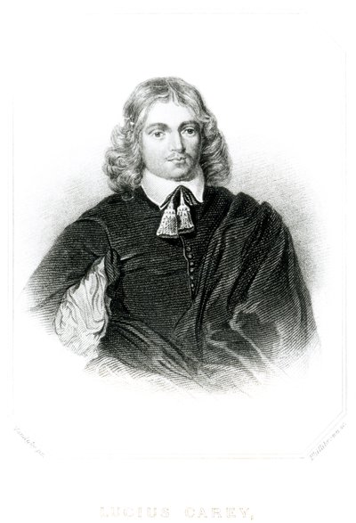 トーマス・フィリブロウン（fl.1834-60）（メゾティント）によって彫刻された「イギリスの歴史に描かれた人物の肖像」からのルシウス・キャリー（c.1610-43）のイラスト 作： Anthony van Dyck