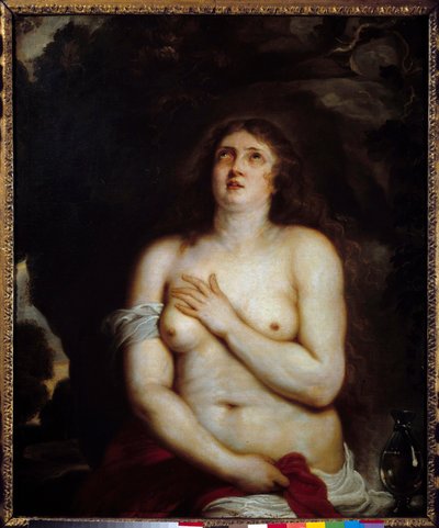 マドレーヌ恍惚の表情を浮かべるマグダラの聖マリアを表現。アントン・ヴァン・ダイク（1599-1641）による絵画 作： Anthony van Dyck