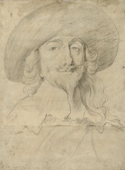 チャールズ1世の肖像（紙にチョーク） 作： Anthony van Dyck