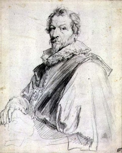 ヘンドリック・ヴァン・バレンの肖像（黒チョーク 作： Anthony van Dyck