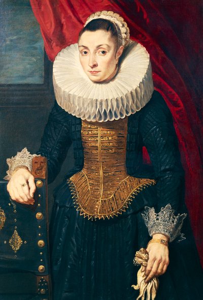 アントン・ヴァン・ダイク（1599-1641）の弟子による「女性の肖像」、油彩・キャンバス。 作： Anthony van Dyck