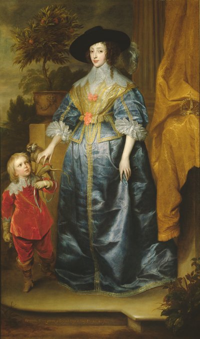 ヘンリエッタ女王マリアとその小人ジェフリーハドソン卿、1633年頃 作： Anthony van Dyck