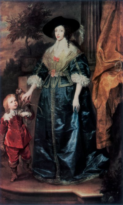 ヘンリエッタマリア女王とその小人ジェフリーハドソン卿、c1633、1927 作： Anthony van Dyck