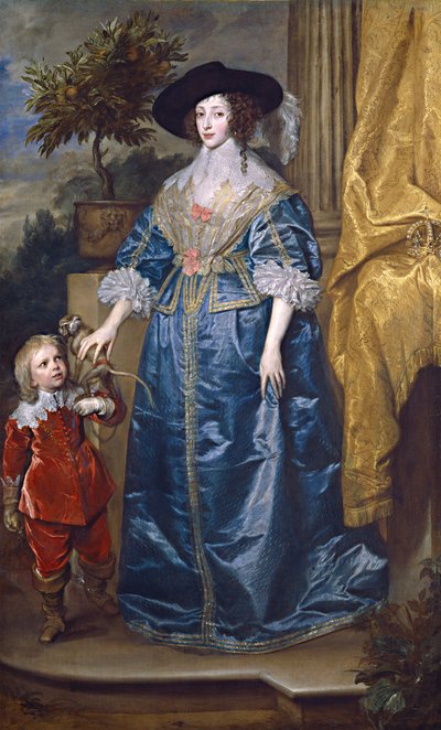 ヘンリエッタマリア女王とジェフリーハドソン卿 作： Anthony van Dyck