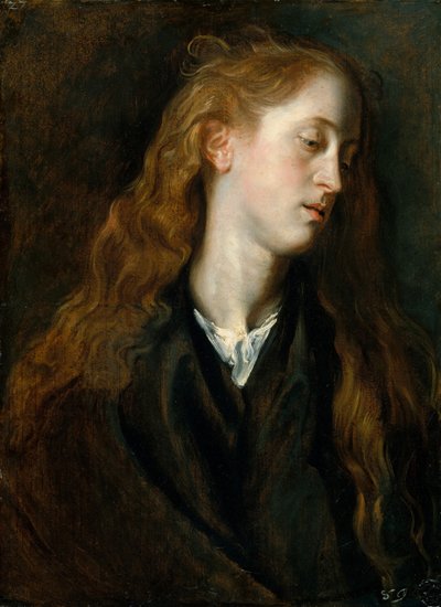 若い女性の頭、スタディ1618-20。 作： Anthony van Dyck