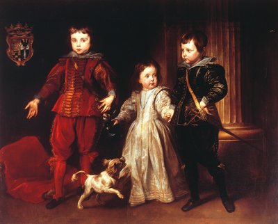 犬を連れた三人の子供（アンソニー・ヴァン・ダイク（1599-1641）作 作： Anthony van Dyck