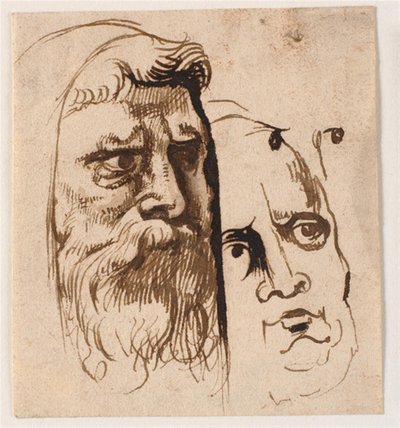 2 つの男性の頭 作： Anthony van Dyck