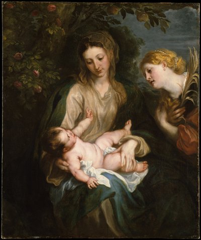 聖カタリナ・アレクサンドリアと聖母子 作： Anthony van Dyck