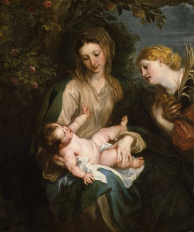 アレクサンドリアの聖カタリナの聖母子1630年頃 作： Anthony van Dyck