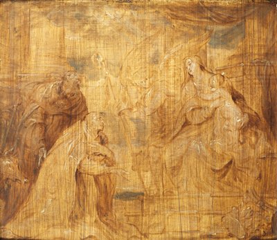 司教のドナーと聖アンソニーアボットの聖母子（1628〜32年） 作： Anthony van Dyck