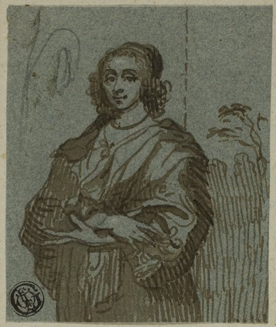 腕を組んだ 4 分の 3 の長さの女性 作： Anthony van Dyck