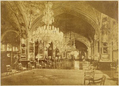 Talar-i Muzeh、別名Talar-i Salam（聴衆ホール）、Gulistan Palace、テヘラン、1880-90 作： Antoin Sevruguin