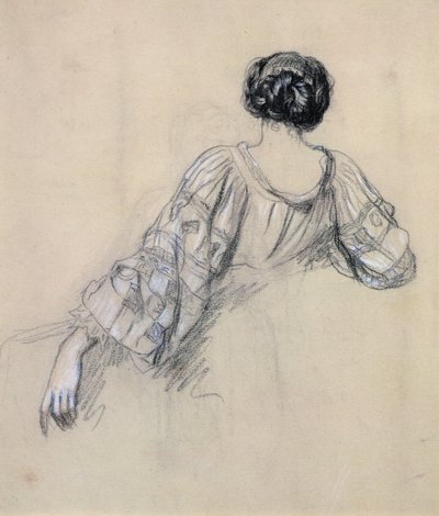 若い女性の裏側（「ラマラリア」の研究）（紙にチョークで書く） 作： Antoine Auguste Ernest Herbert or Hebert