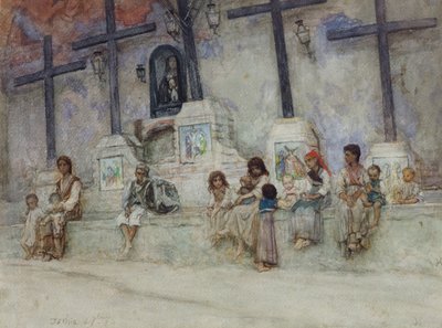 イスキアのカルバリー（紙に水彩） 作： Antoine Auguste Ernest Herbert or Hebert